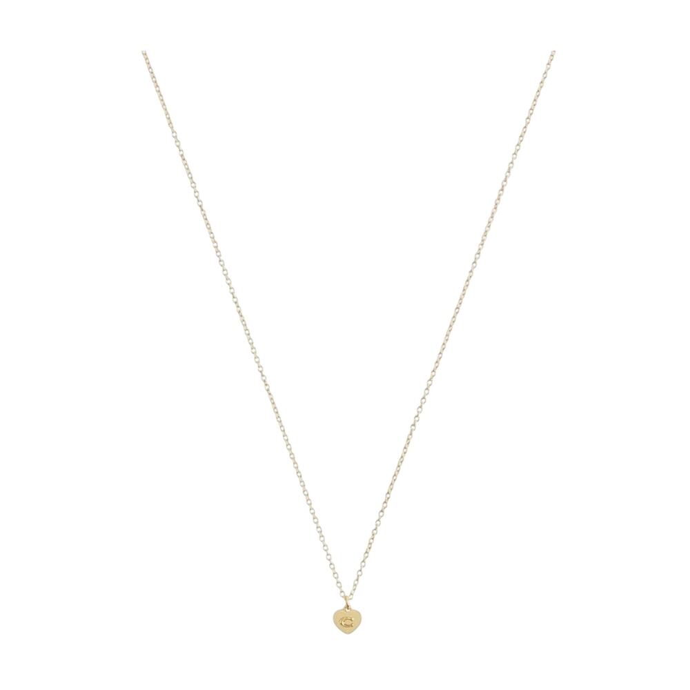 COACH Jewelry Women's Signature C Logo Heart Pendant Gold Chain Necklace - Picture 3 of 6